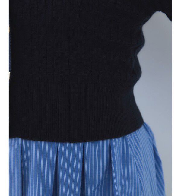 VIS「【POLO BCS】VIS別注ミニケーブルノーカラーニットカーディガン」|カーディガン|