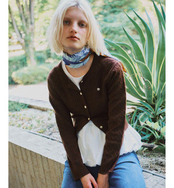 VIS「【POLO BCS】VIS別注ミニケーブルノーカラーニットカーディガン」|カーディガン|