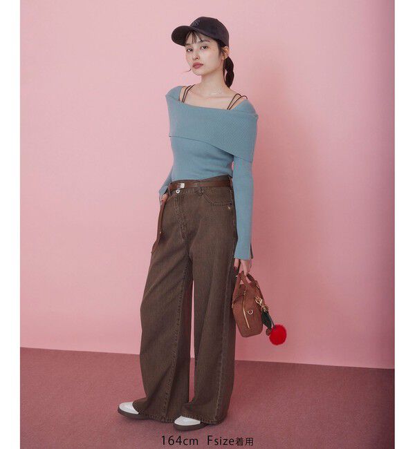 VIS「オフショルダーモチモチリブニット」|ニット・セーター|