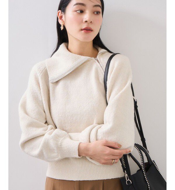 VIS「フロントジップニットプルオーバー/イージーケア」|ニット・セーター|オフホワイト(15)