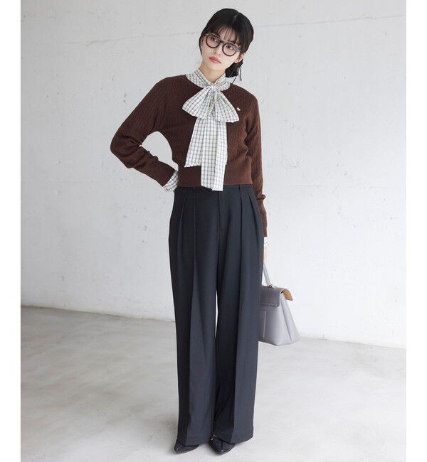 VIS「Hot Beautyツータックワイドパンツ/イージーケア」|チノ|