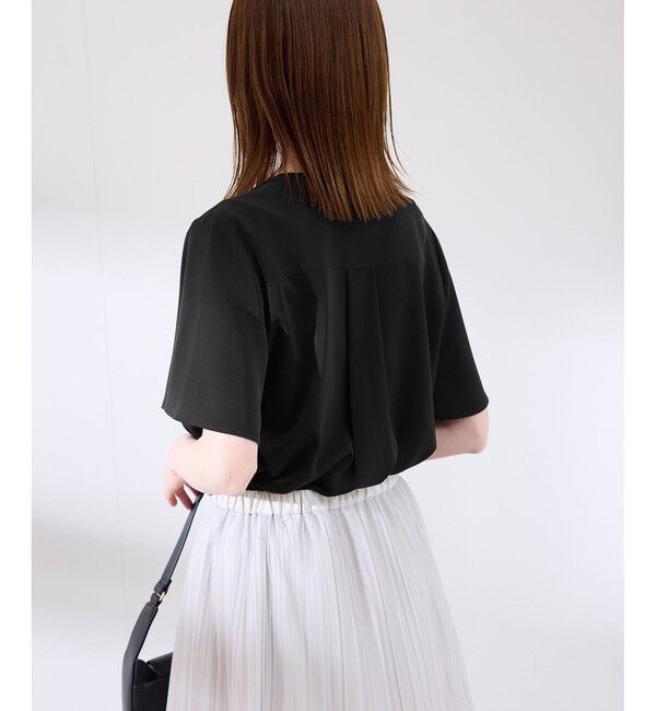 Rope&rsquo;Picnic「多機能ランダムタックハーフスリーブブラウス / 通勤にも」|シャツ・ブラウス|