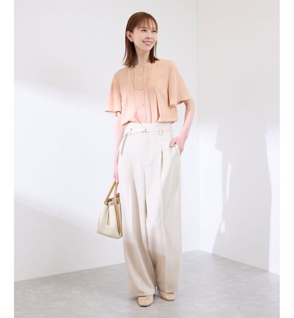 Rope&rsquo;Picnic「多機能ランダムタックハーフスリーブブラウス / 通勤にも」|シャツ・ブラウス|