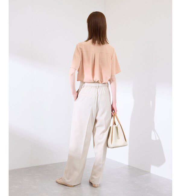 Rope&rsquo;Picnic「多機能ランダムタックハーフスリーブブラウス / 通勤にも」|シャツ・ブラウス|