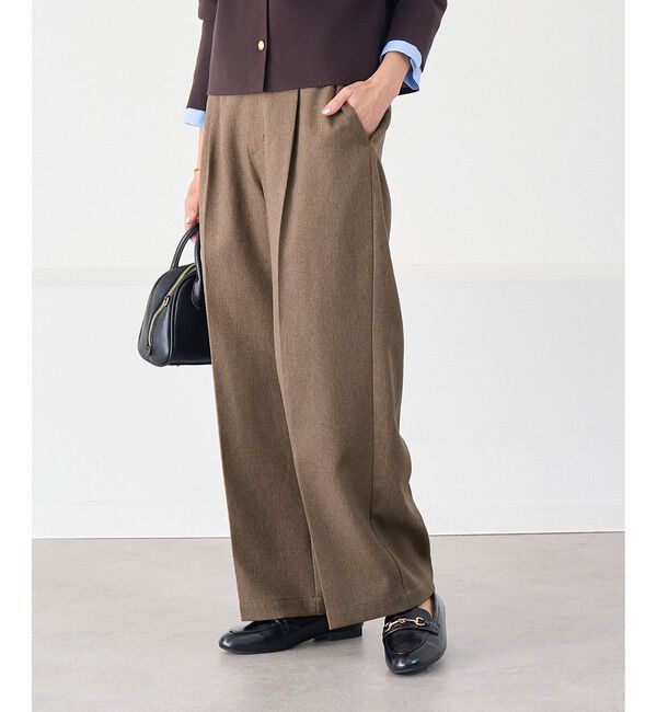 Rope&rsquo;Picnic「【低身長・小柄さんサイズ】レディハンサムシリーズ ウールライクウエストタックセミワイドパンツ」|スラックス|