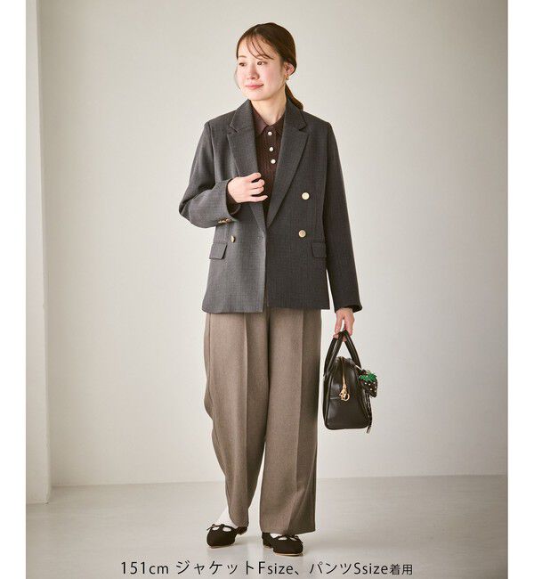 Rope&rsquo;Picnic「【低身長・小柄さんサイズ】レディハンサムシリーズ ウールライクウエストタックセミワイドパンツ」|スラックス|