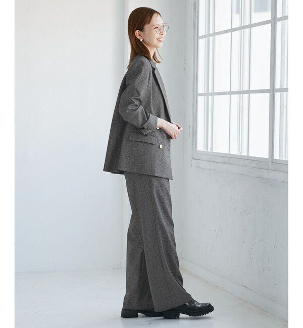 Rope&rsquo;Picnic「【WEB限定・丈長め】レディハンサムシリーズ ウールライクウエストタックセミワイドパンツ」|スラックス|