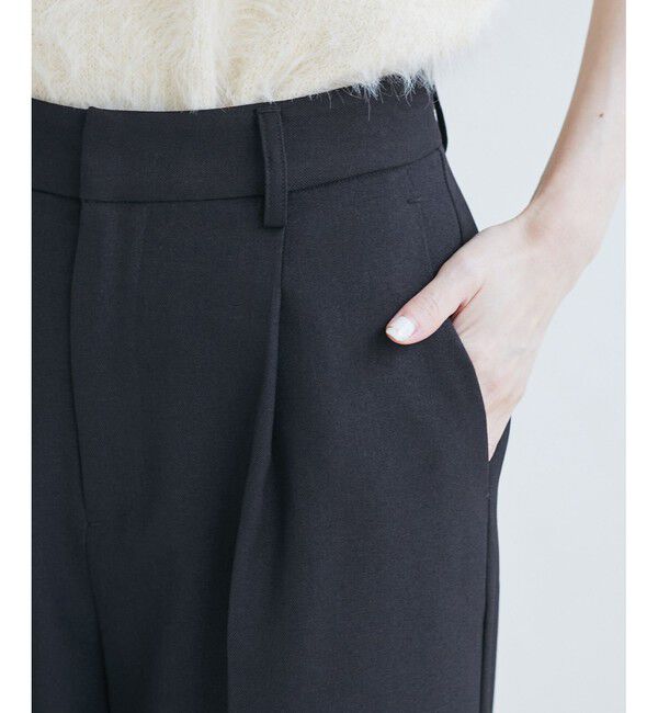 Rope&rsquo;Picnic「【WEB限定・丈長め】レディハンサムシリーズ ウールライクウエストタックセミワイドパンツ」|スラックス|