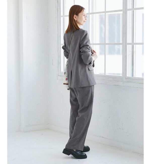 Rope&rsquo;Picnic「【WEB限定・丈長め】レディハンサムシリーズ ウールライクウエストタックセミワイドパンツ」|スラックス|