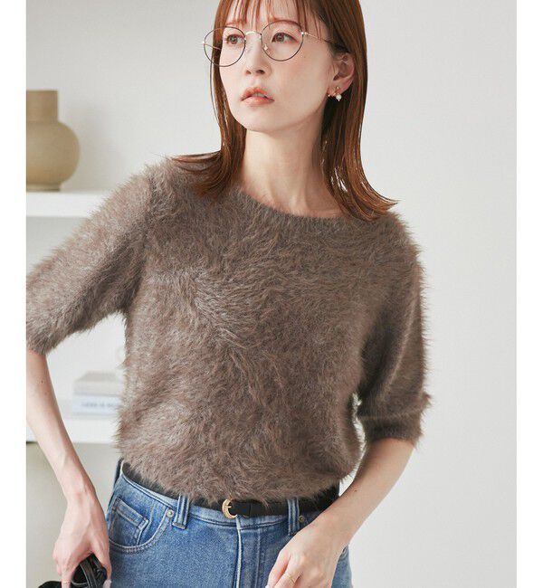 Rope&rsquo;Picnic「シャギーニットハーフスリーブプルオーバー」|ニット・セーター|