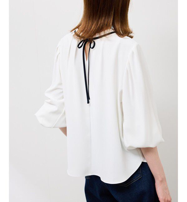 Rope&rsquo;Picnic「【前後2WAY】【WEB限定カラー】配色リボンブラウス/通勤対応」|シャツ・ブラウス|