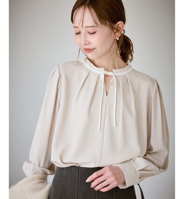 Rope&rsquo;Picnic「【前後2WAY】【WEB限定カラー】配色リボンブラウス/通勤対応」|シャツ・ブラウス|