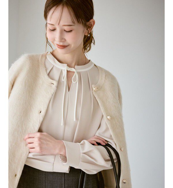 Rope&rsquo;Picnic「【前後2WAY】【WEB限定カラー】配色リボンブラウス/通勤対応」|シャツ・ブラウス|