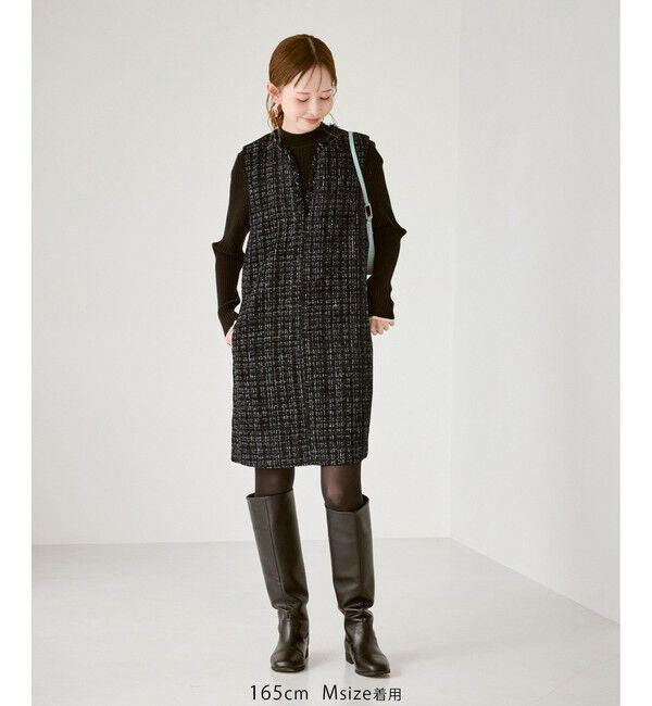 Rope&rsquo;Picnic「キーネックツイードジャンパースカート ワンピース/着丈が選べる」|ワンピース|