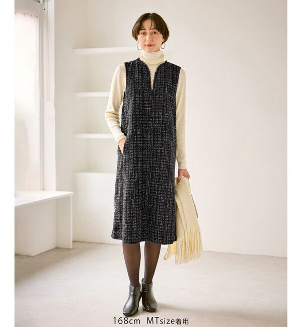 Rope&rsquo;Picnic「キーネックツイードジャンパースカート ワンピース/着丈が選べる」|ワンピース|