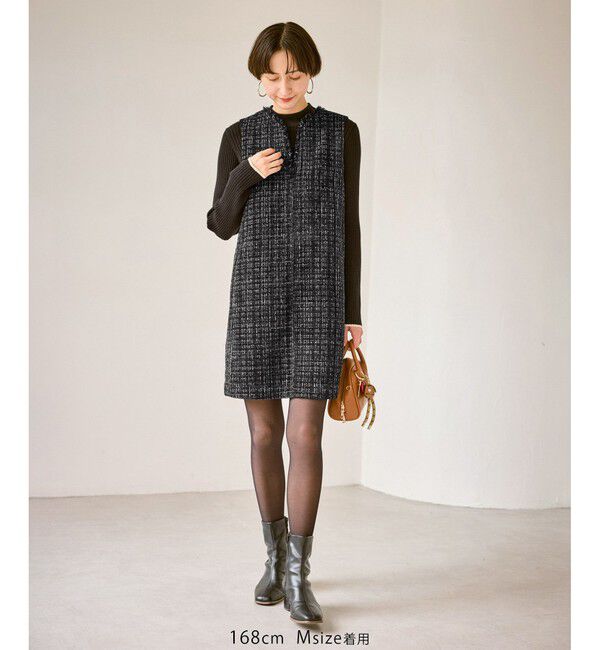 Rope&rsquo;Picnic「キーネックツイードジャンパースカート ワンピース/着丈が選べる」|ワンピース|