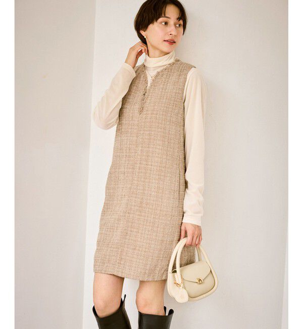 Rope&rsquo;Picnic「キーネックツイードジャンパースカート ワンピース/着丈が選べる」|ワンピース|