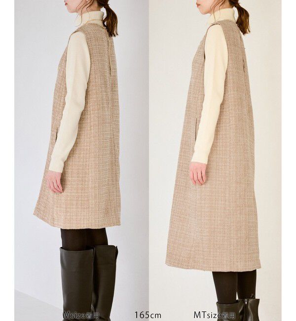 Rope&rsquo;Picnic「キーネックツイードジャンパースカート ワンピース/着丈が選べる」|ワンピース|