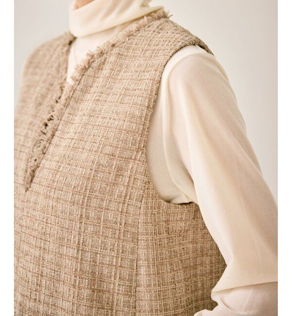 Rope&rsquo;Picnic「キーネックツイードジャンパースカート ワンピース/着丈が選べる」|ワンピース|