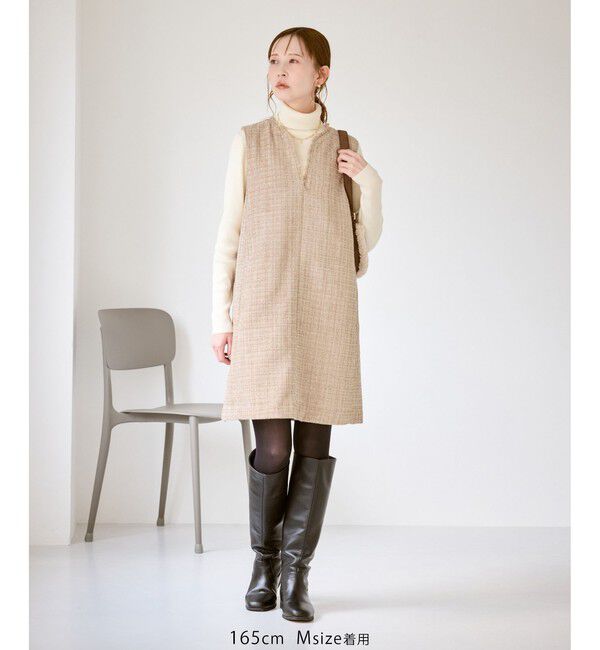 Rope&rsquo;Picnic「キーネックツイードジャンパースカート ワンピース/着丈が選べる」|ワンピース|