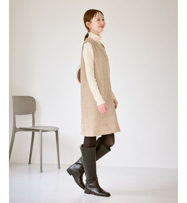 Rope&rsquo;Picnic「キーネックツイードジャンパースカート ワンピース/着丈が選べる」|ワンピース|