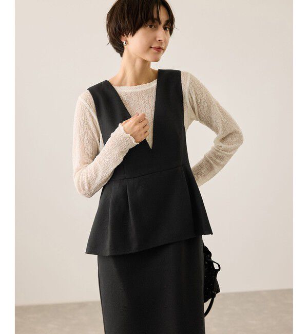 Rope&rsquo;Picnic「【新色追加】レイヤード風ペプラムジャンパースカート」|ワンピース|