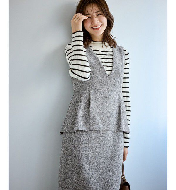 Rope&rsquo;Picnic「【新色追加】レイヤード風ペプラムジャンパースカート」|ワンピース|