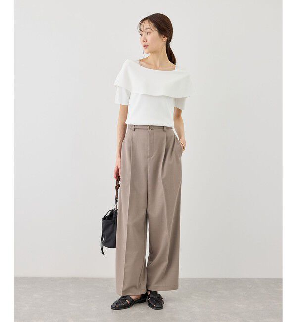 Rope&rsquo;Picnic「カナパ ベルト付きワイドパンツ/セットアップ対応・UV・抗菌防臭・接触冷感」|チノ|