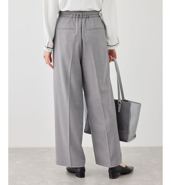 Rope&rsquo;Picnic「カナパ ベルト付きワイドパンツ/セットアップ対応・UV・抗菌防臭・接触冷感」|チノ|