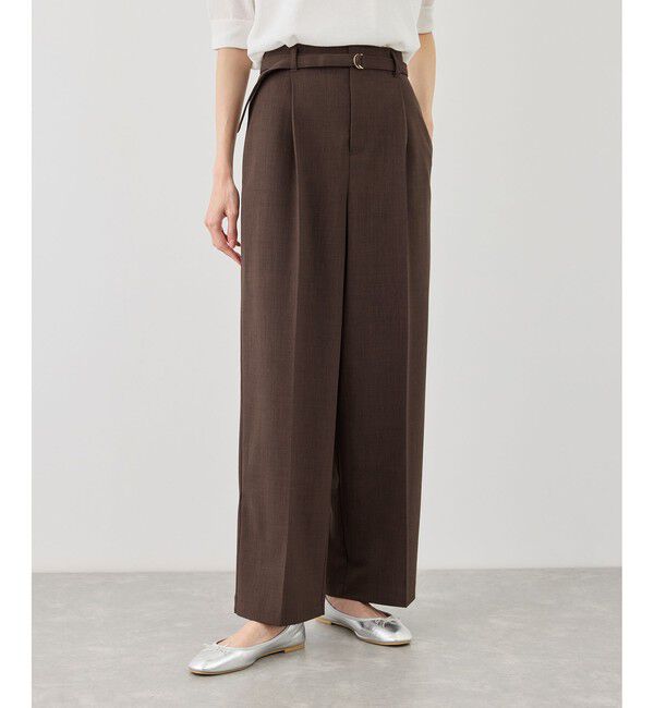 Rope&rsquo;Picnic「カナパ ベルト付きワイドパンツ/セットアップ対応・UV・抗菌防臭・接触冷感」|チノ|