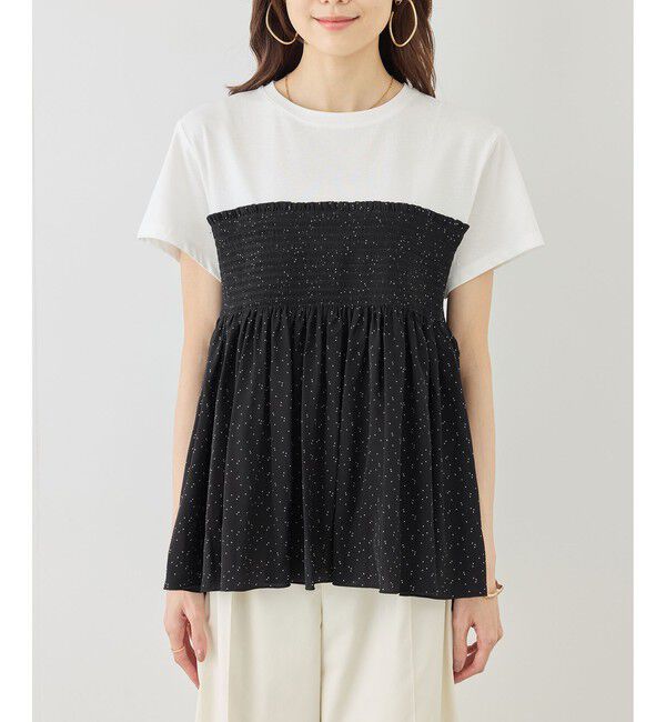 Rope&rsquo;Picnic「シャーリングドッキングハーフスリーブカットソー」|Tシャツ・カットソー|