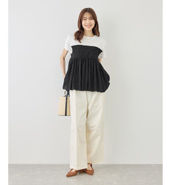 Rope&rsquo;Picnic「シャーリングドッキングハーフスリーブカットソー」|Tシャツ・カットソー|