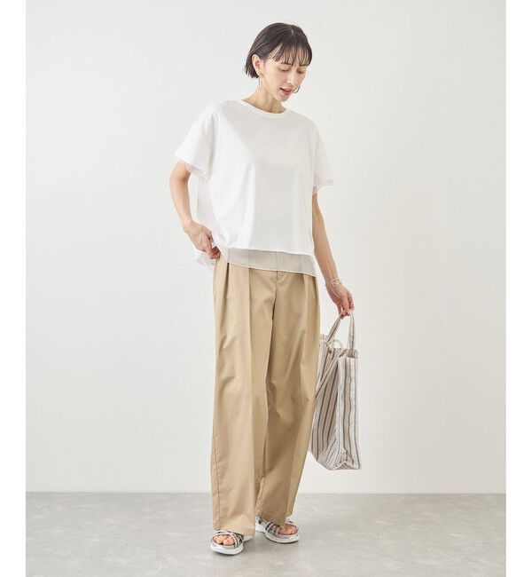 Rope&rsquo;Picnic「70シルケットシアードッキングトップス/着丈が選べる・UVカット・接触冷感」|Tシャツ・カットソー|