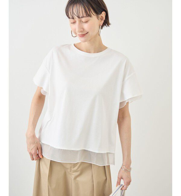 Rope&rsquo;Picnic「70シルケットシアードッキングトップス/着丈が選べる・UVカット・接触冷感」|Tシャツ・カットソー|