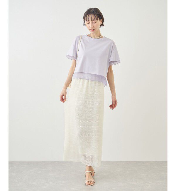 Rope&rsquo;Picnic「70シルケットシアードッキングトップス/着丈が選べる・UVカット・接触冷感」|Tシャツ・カットソー|