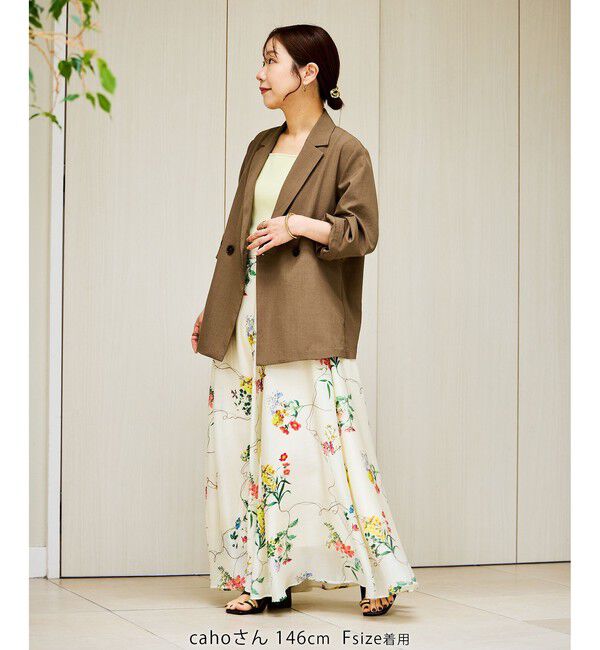 Rope&rsquo;Picnic「【cahoさんコラボ】低身長・小柄さんサイズ エアリーリネンライク ダブルジャケット」|テーラードジャケット|