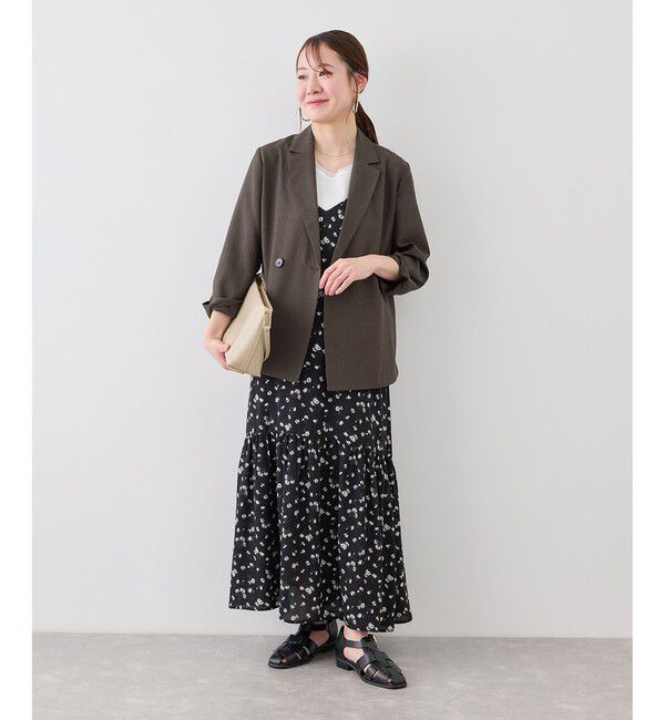 Rope&rsquo;Picnic「【cahoさんコラボ】低身長・小柄さんサイズ エアリーリネンライク ダブルジャケット」|テーラードジャケット|