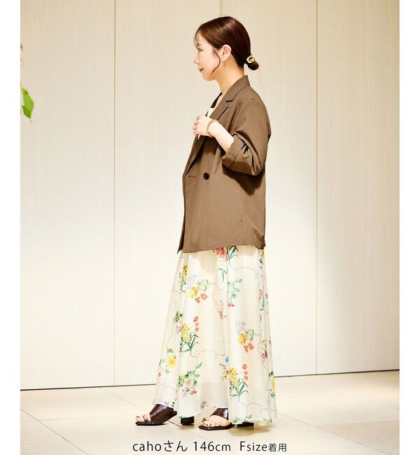 Rope&rsquo;Picnic「【cahoさんコラボ】低身長・小柄さんサイズ エアリーリネンライク ダブルジャケット」|テーラードジャケット|