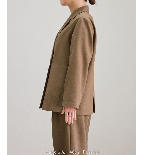 Rope&rsquo;Picnic「【cahoさんコラボ】低身長・小柄さんサイズ エアリーリネンライク ダブルジャケット」|テーラードジャケット|