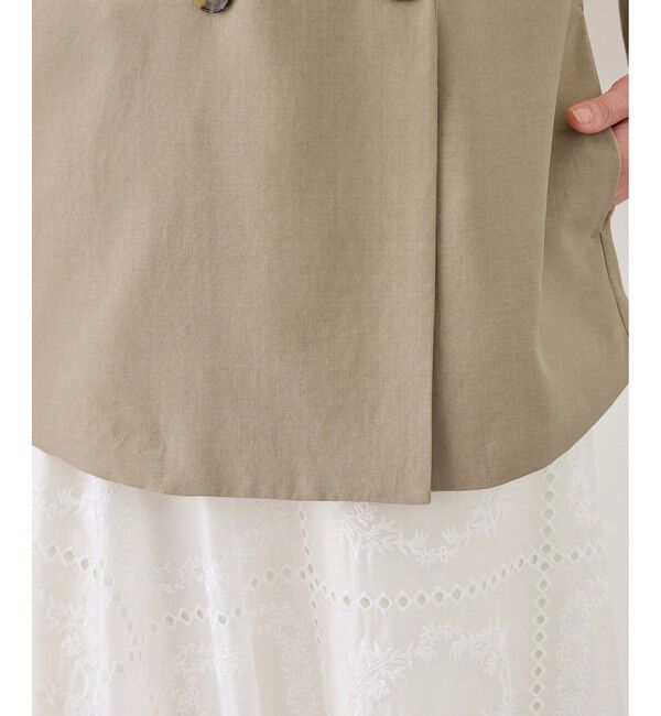 Rope&rsquo;Picnic「【cahoさんコラボ】低身長・小柄さんサイズ エアリーリネンライク ダブルジャケット」|テーラードジャケット|