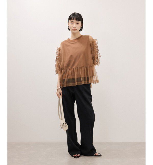 ADAM ET ROPE'「【サステナブル】ナロースラックス/接触冷感/防シワ/遮熱/UVカット」|スラックス|