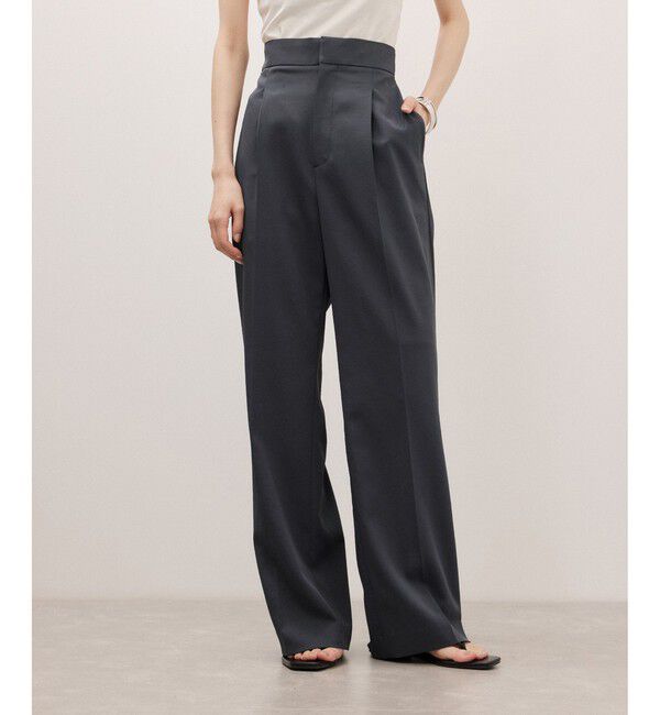 ADAM ET ROPE'「【サステナブル】ナロースラックス/接触冷感/防シワ/遮熱/UVカット」|スラックス|チャコール(06)