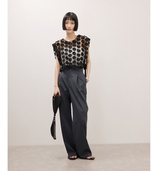 ADAM ET ROPE'「【サステナブル】ナロースラックス/接触冷感/防シワ/遮熱/UVカット」|スラックス|