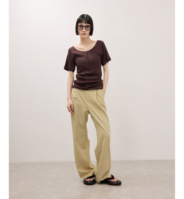 ADAM ET ROPE'「【サステナブル】ナロースラックス/接触冷感/防シワ/遮熱/UVカット」|スラックス|