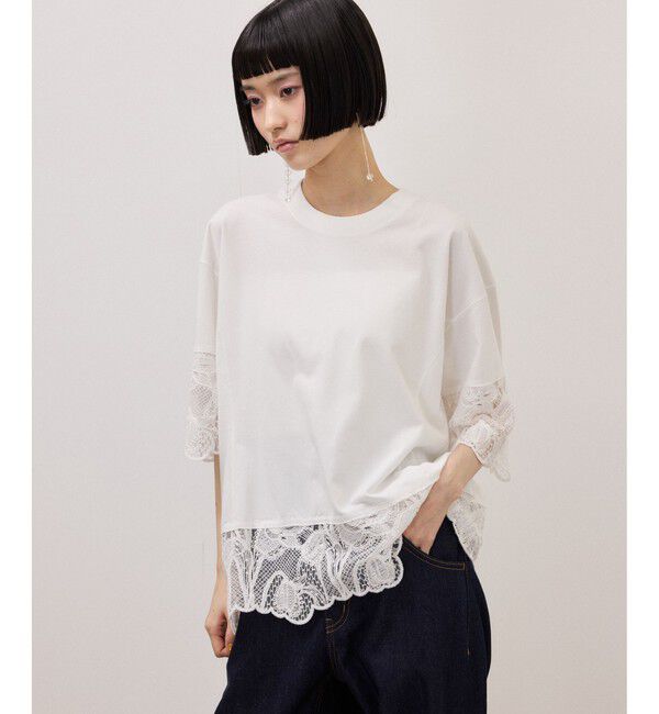 ADAM ET ROPE'「レースコンビT」|Tシャツ・カットソー|