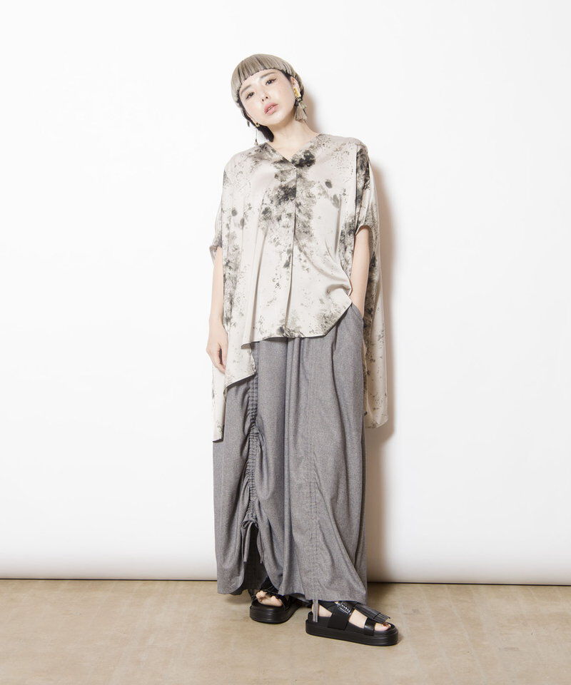  「プリントVネックビッグブラウス」|シャツ・ブラウス|