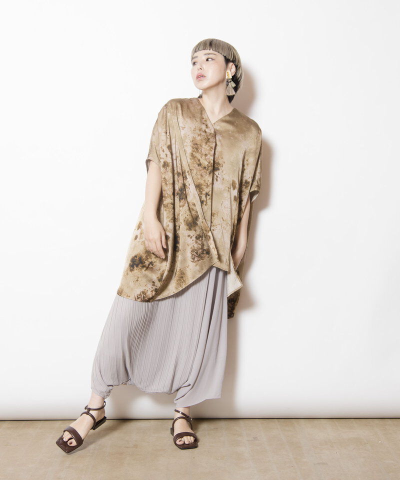  「プリントVネックビッグブラウス」|シャツ・ブラウス|