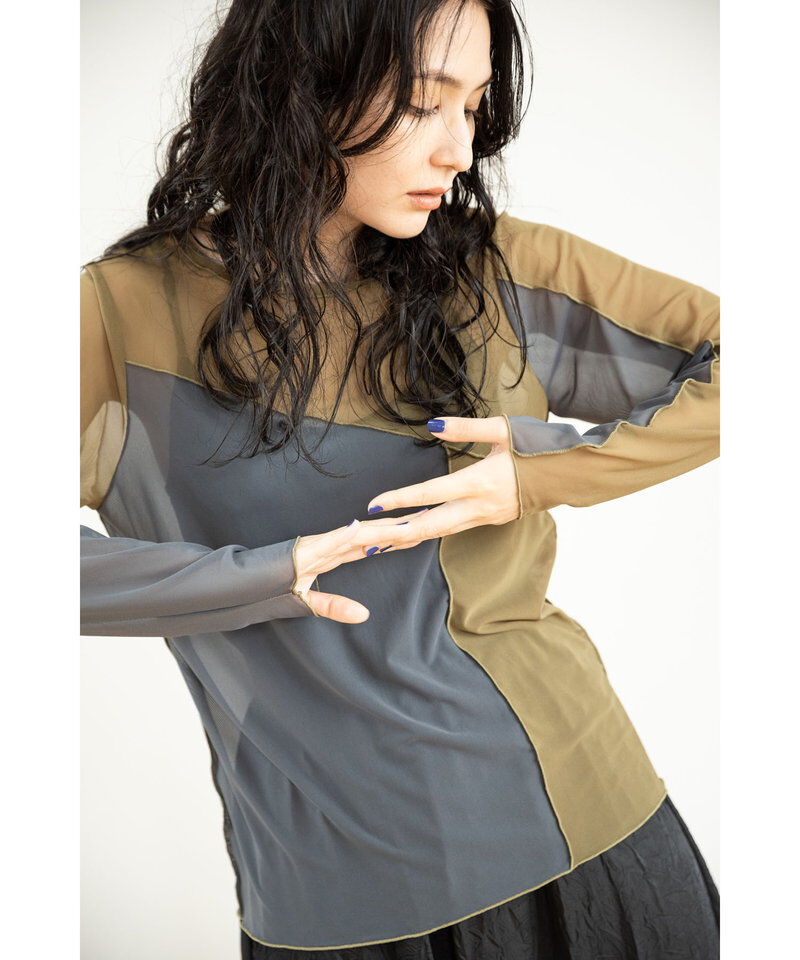  「メロー切替長袖Tシャツ」|Tシャツ・カットソー|