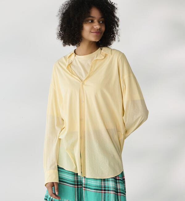 UNFIL「UNFIL | コットン シアージャージー レギュラーカラーシャツ WOMEN」|シャツ・ブラウス|ECRU