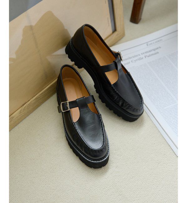 Hoaw.「【Hoaw.】Tストラップローファー」|その他|ブラック